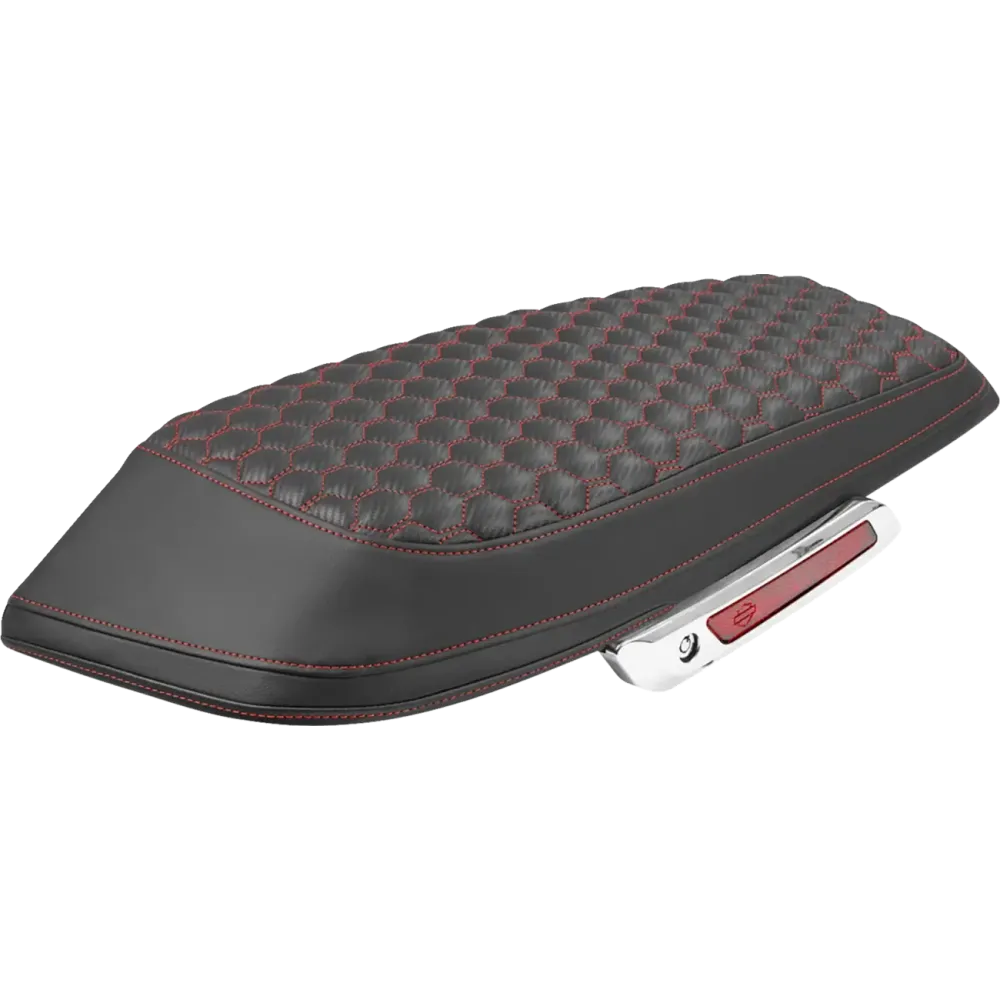 Saddlebag Lid Covers — Black, Red Stitching, Pair