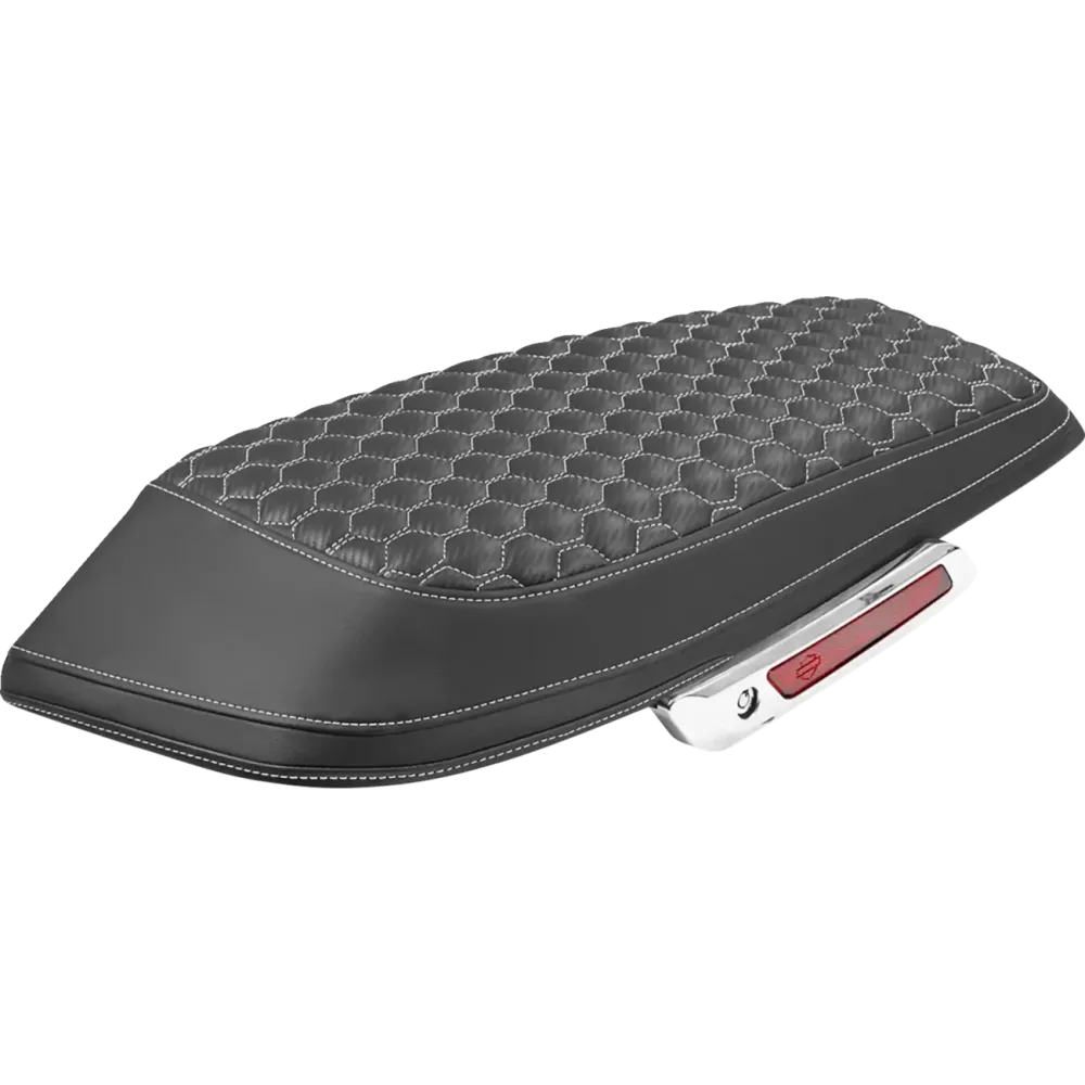 Saddlebag Lid Covers — Black, White Stitching, Pair