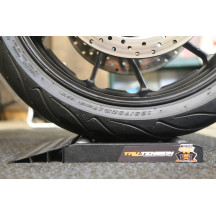 Rodillo para rueda de motocicleta — Negro, acero, portátil