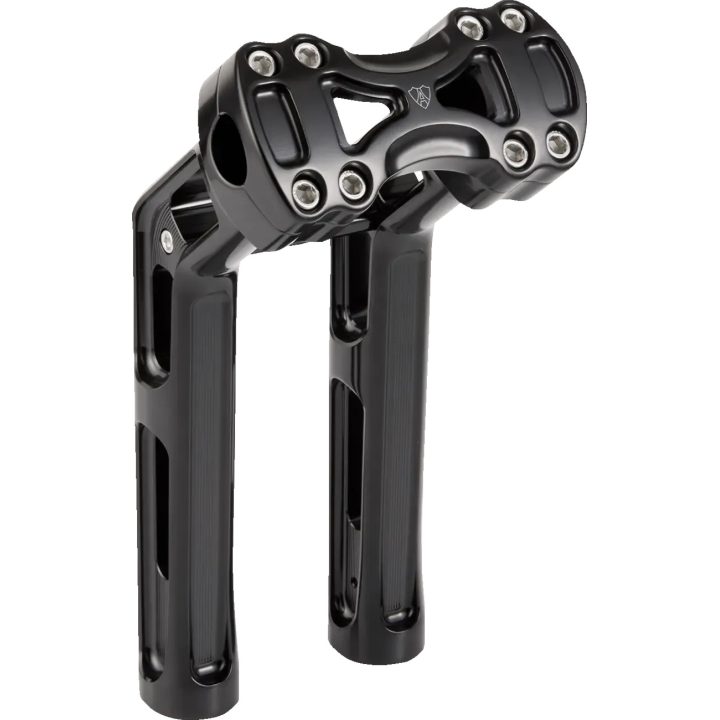 Elevadores Wayback — 3" pullback, 10" rise, 1" clamp, negro brillo