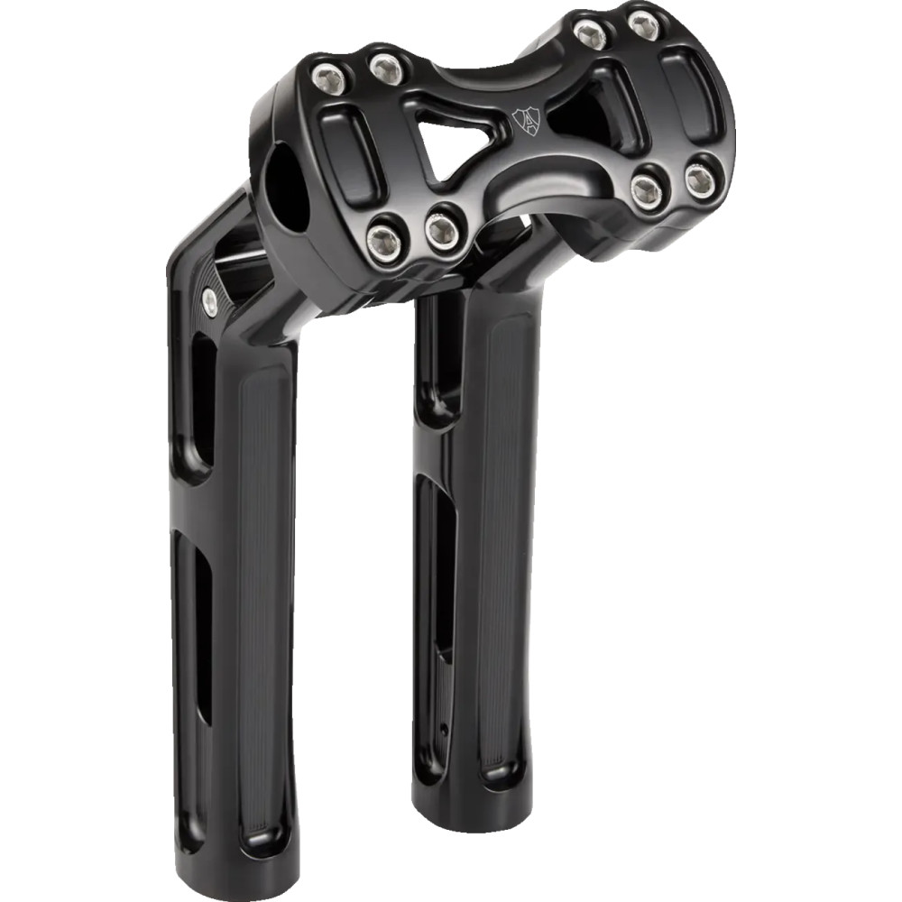 Elevadores Wayback — 3" pullback, 10" rise, 1" clamp, negro brillo