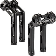 Elevadores Wayback — 3" pullback, 10" rise, 1" clamp, negro brillo