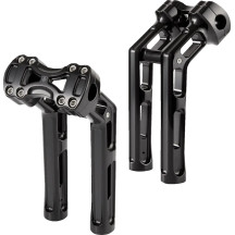 Elevadores Wayback — 3" pullback, 10" rise, 1" clamp, negro brillo