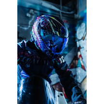 Casco modular Threshold™ Synthwave Lazer Cobra — M, brillo, azul