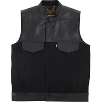 Kanan Leather/Denim Riding Vest — Black, Leather, Denim, L
