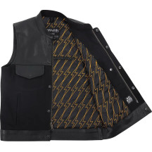 Kanan Leather/Denim Riding Vest — Black, Leather, Denim, L