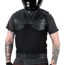 Kanan Leather/Denim Riding Vest — Black, Leather, Denim, L