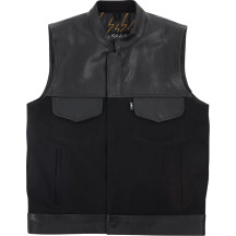Kanan Leather/Denim Riding Vest — Black, 2XL