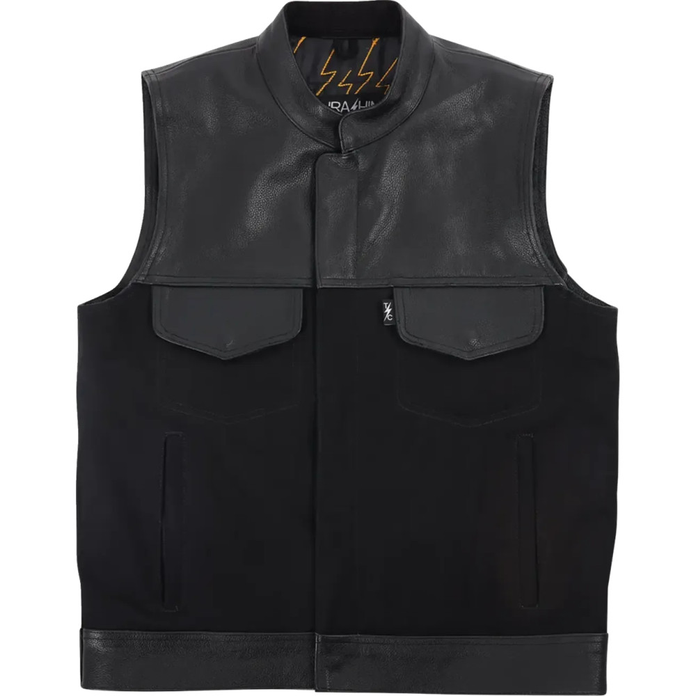 Kanan Leather/Denim Riding Vest — Black, 2XL