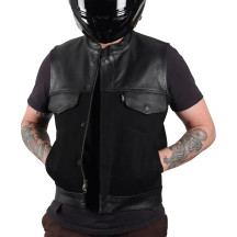 Kanan Leather/Denim Riding Vest — Black, 2XL