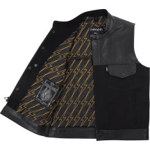 Kanan Leather/Denim Riding Vest — Black, 2XL
