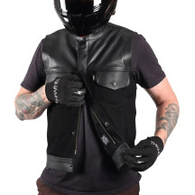 Kanan Leather/Denim Riding Vest — Black, 2XL