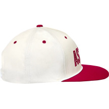 Stadium Snapback Hat — One Size, White/Red, Snapback, Flat Bill