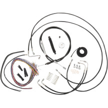 Complete Black Vinyl Braided Handlebar Cable/Brake Line Kit — 12"-14"