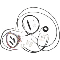 Complete Black Vinyl Braided Handlebar Cable/Brake Line Kit — 12"-14"