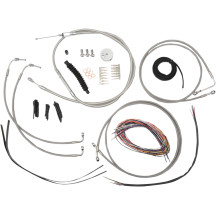 Complete Stainless Braided Handlebar Cable/Brake Line Kit — Fits 18"–20" handlebar height