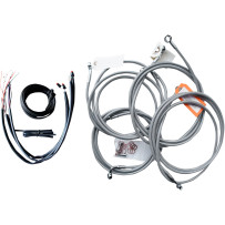 Complete Stainless Braided Handlebar Cable/Brake Line Kit — Fits 15"–17" handlebar height