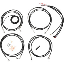 Complete Black Vinyl Braided Handlebar Cable/Brake Line Kit — Fits 18"–20" handlebars