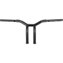 Manillar Dominator — Negro brillo, 1-1/4" a 1", elevación de 10", ancho central de 3-1/2"