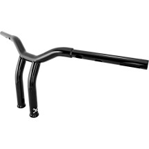Manillar Dominator — Negro brillo, 1-1/4" a 1", elevación de 10", ancho central de 3-1/2"