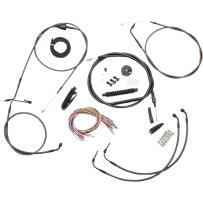 Complete Midnight Braided Handlebar Cable/Brake Line Kit — 12"–14" fit, standard bend, black