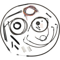 Complete Midnight Braided Handlebar Cable/Brake Line Kit — 12" - 14", Standard, Black