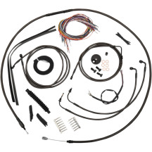 Complete Midnight Braided Handlebar Cable/Brake Line Kit — 18"–20" risers, Standard bend, Black