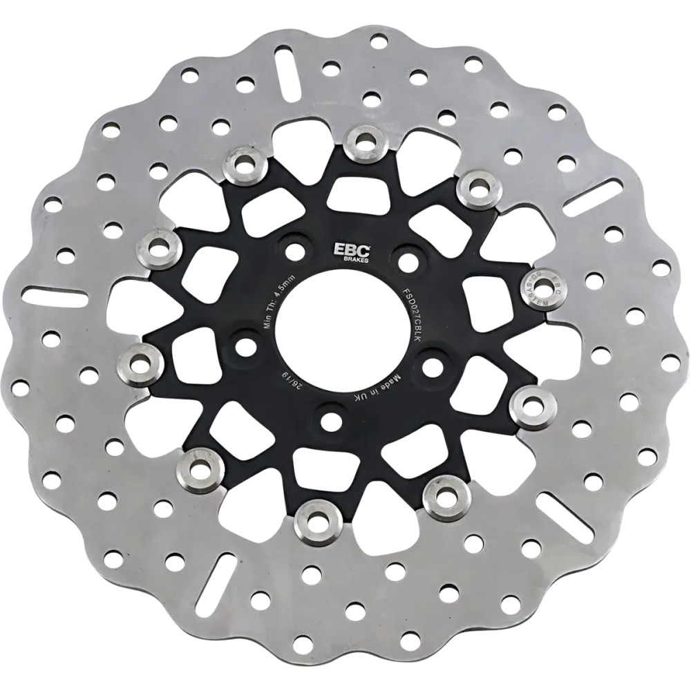 Disco de freno delantero de acero inoxidable FSD Series para Big Twins — 292 mm, 11-1/2", negro, pulido, banda ancha