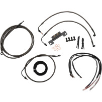 Complete Midnight Braided Handlebar Cable/Brake Line Kit — Black, fits 12"–14" handlebar height