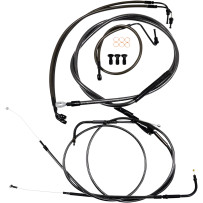 Standard Midnight Braided Handlebar Cable/Brake Line Kit — 12"–14" riser fit, Ape Hanger, Black