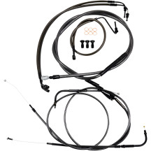 Standard Midnight Braided Handlebar Cable/Brake Line Kit — Ape Hanger, 12"–14" risers, Black