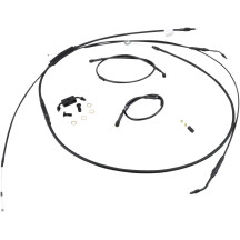 Complete Black Vinyl Handlebar Cable/Line Kit for Ape Hangers — fits 14" handlebar height