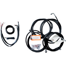 Complete Black Vinyl Braided Handlebar Cable/Brake Line Kit — Fits handlebar height 15" - 17"