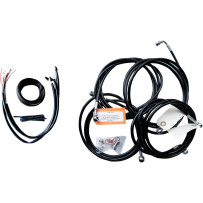 Complete Black Vinyl Braided Handlebar Cable/Brake Line Kit — Fits handlebar height 15" - 17"