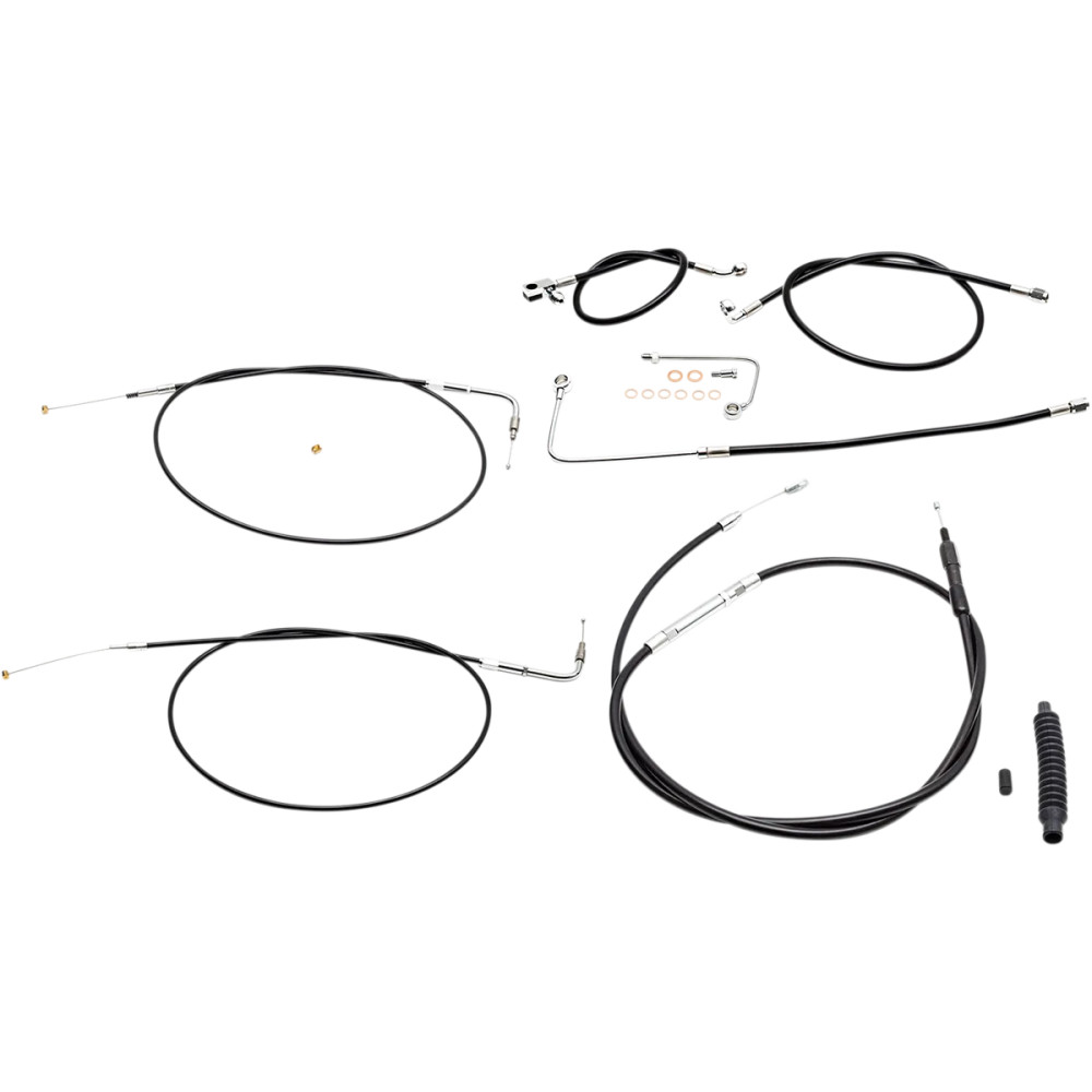 Standard Black Vinyl Handlebar Cable/Brake Line Kit — Fits 30.5–35.5 cm (12"–14"), Ape Hanger, ABS