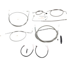 Complete Stainless Braided Handlebar Cable/Brake Line Kit — Fits handlebar height 12"-14", Silver