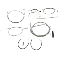 Complete Stainless Braided Handlebar Cable/Brake Line Kit — Fits handlebar height 12"-14", Silver