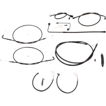 Complete Midnight Braided Handlebar Cable/Brake Line Kit — 12"–14" handlebar height, Black, ABS