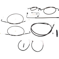 Complete Midnight Braided Handlebar Cable/Brake Line Kit — 12"–14" handlebar height, Black, ABS