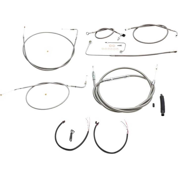 Kit completo de cables y latiguillos de freno trenzados de acero inoxidable — encaja en manillares 15" - 17"