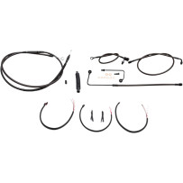 Complete Midnight Braided Handlebar Cable/Brake Line Kit — 12"–14" risers, for ABS, Black