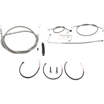 Complete Stainless Braided Handlebar Cable/Brake Line Kit — 18"–20" handlebar height, silver