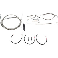 Complete Stainless Braided Handlebar Cable/Brake Line Kit — 18"–20" handlebar height, silver