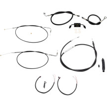 Complete Black Vinyl Braided Handlebar Cable/Brake Line Kit — 12" - 14" handlebar height