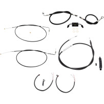 Complete Black Vinyl Braided Handlebar Cable/Brake Line Kit — 15"–17" handlebar height, Standard bend