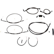 Complete Midnight Braided Handlebar Cable/Brake Line Kit — fits 15"–17" handlebars, Black