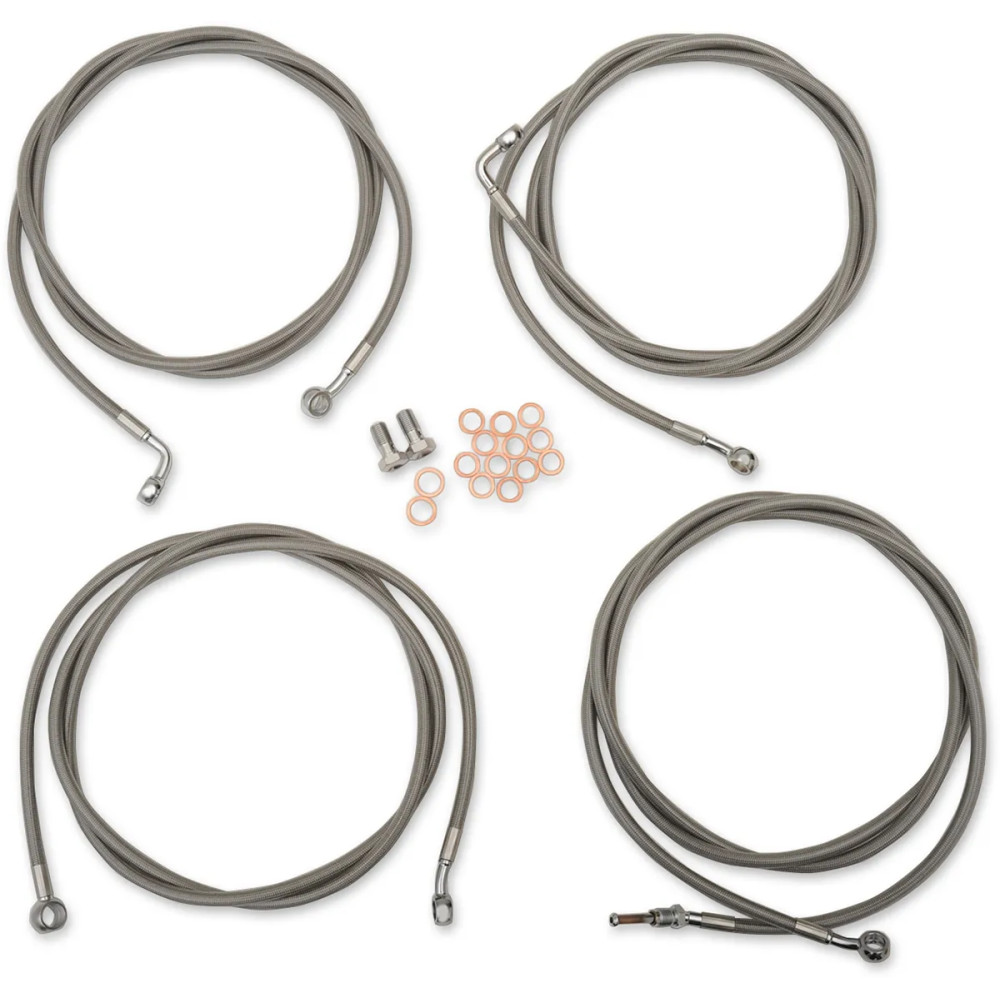 Standard Stainless Braided Handlebar Cable/Brake Line Kit — Fits 12"–14" handlebars, Ape Hanger, ABS