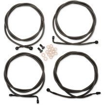 Standard Midnight Braided Handlebar Cable/Brake Line Kit — Fits 12"–14" risers, Ape Hanger, ABS, Black