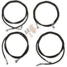 Standard Black Vinyl Handlebar Cable/Brake Line Kit — Black, 18"-20" Ape Hanger