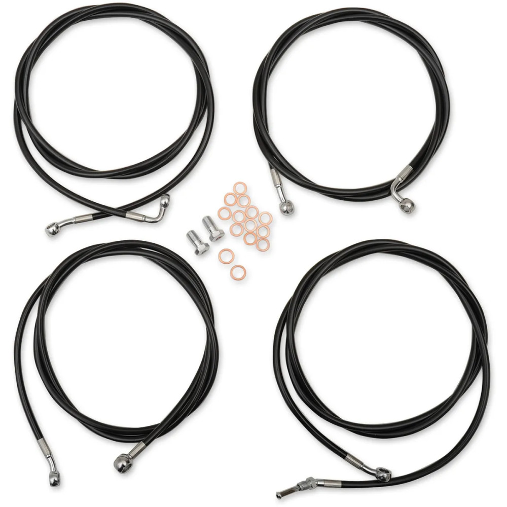 Standard Black Vinyl Handlebar Cable/Brake Line Kit — Black, 18"-20" Ape Hanger